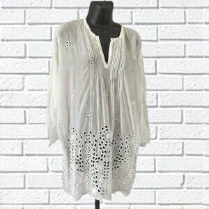 Johnny Was  |  Embroidered Eyelet Long Sleeve Tunic